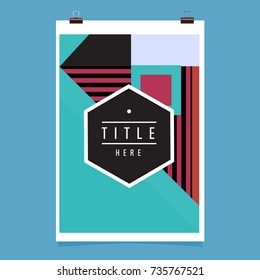 Trendy geometric elements memphis poster design. Retro style texture, pattern and elements. Modern abstract cover design template