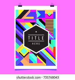 Trendy geometric elements memphis poster design. Retro style texture, pattern and elements. Modern abstract cover design template