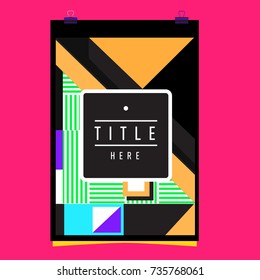 Trendy geometric elements memphis poster design. Retro style texture, pattern and elements. Modern abstract cover design template