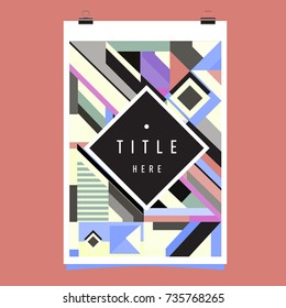 Trendy geometric elements memphis poster design. Retro style texture, pattern and elements. Modern abstract cover design template