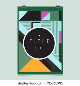 Trendy geometric elements memphis poster design. Retro style texture, pattern and elements. Modern abstract cover design template