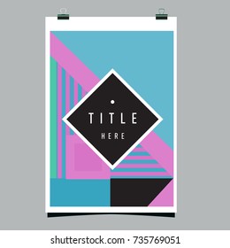 Trendy geometric elements memphis poster design. Retro style texture, pattern and elements. Modern abstract cover design template
