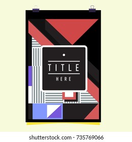 Trendy geometric elements memphis poster design. Retro style texture, pattern and elements. Modern abstract cover design template