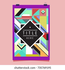 Trendy geometric elements memphis poster design. Retro style texture, pattern and elements. Modern abstract cover design template