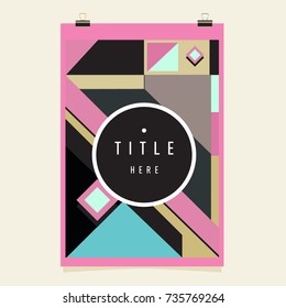 Trendy geometric elements memphis poster design. Retro style texture, pattern and elements. Modern abstract cover design template