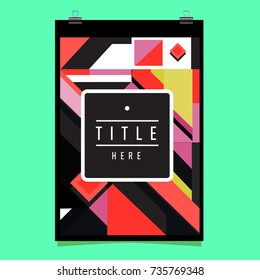 Trendy geometric elements memphis poster design. Retro style texture, pattern and elements. Modern abstract cover design template