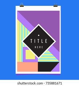 Trendy geometric elements memphis poster design. Retro style texture, pattern and elements. Modern abstract cover design template