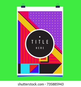 Trendy geometric elements memphis poster design. Retro style texture, pattern and elements. Modern abstract cover design template