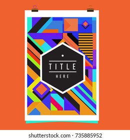 Trendy geometric elements memphis poster design. Retro style texture, pattern and elements. Modern abstract cover design template