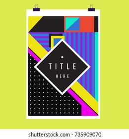 Trendy geometric elements memphis poster design. Retro style texture, pattern and elements. Modern abstract cover design template