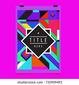 Trendy geometric elements memphis poster design. Retro style texture, pattern and elements. Modern abstract cover design template