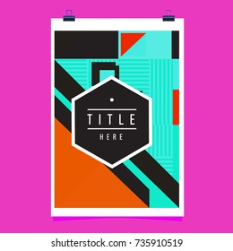 Trendy geometric elements memphis poster design. Retro style texture, pattern and elements. Modern abstract cover design template