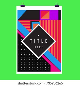 Trendy geometric elements memphis poster design. Retro style texture, pattern and elements. Modern abstract cover design template