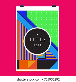 Trendy geometric elements memphis poster design. Retro style texture, pattern and elements. Modern abstract cover design template