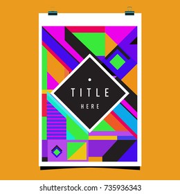 Trendy geometric elements memphis poster design. Retro style texture, pattern and elements. Modern abstract cover design template