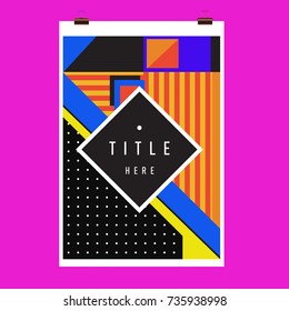 Trendy geometric elements memphis poster design. Retro style texture, pattern and elements. Modern abstract cover design template