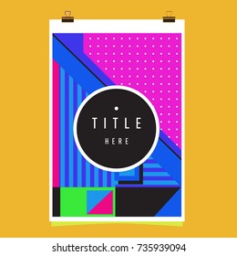 Trendy geometric elements memphis poster design. Retro style texture, pattern and elements. Modern abstract cover design template
