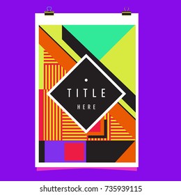 Trendy geometric elements memphis poster design. Retro style texture, pattern and elements. Modern abstract cover design template