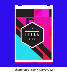 Trendy geometric elements memphis poster design. Retro style texture, pattern and elements. Modern abstract cover design template
