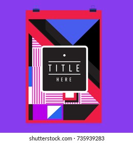 Trendy geometric elements memphis poster design. Retro style texture, pattern and elements. Modern abstract cover design template