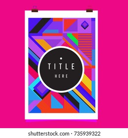 Trendy geometric elements memphis poster design. Retro style texture, pattern and elements. Modern abstract cover design template