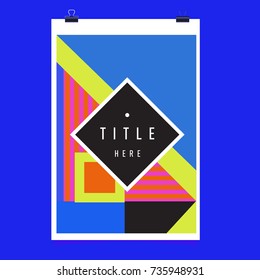 Trendy geometric elements memphis poster design. Retro style texture, pattern and elements. Modern abstract cover design template