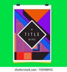 Trendy geometric elements memphis poster design. Retro style texture, pattern and elements. Modern abstract cover design template