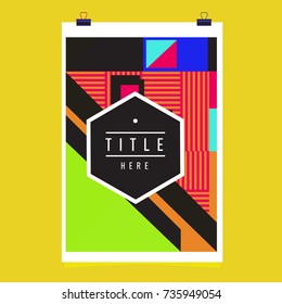 Trendy geometric elements memphis poster design. Retro style texture, pattern and elements. Modern abstract cover design template