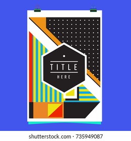 Trendy geometric elements memphis poster design. Retro style texture, pattern and elements. Modern abstract cover design template