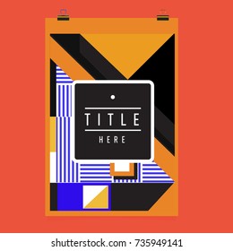 Trendy geometric elements memphis poster design. Retro style texture, pattern and elements. Modern abstract cover design template