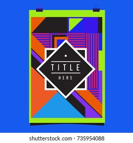 Trendy geometric elements memphis poster design. Retro style texture, pattern and elements. Modern abstract cover design template