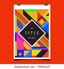 Trendy geometric elements memphis poster design. Retro style texture, pattern and elements. Modern abstract cover design template