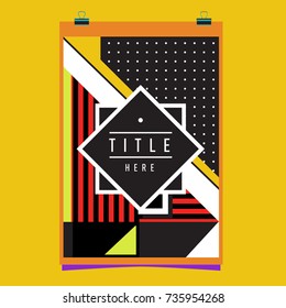 Trendy geometric elements memphis poster design. Retro style texture, pattern and elements. Modern abstract cover design template