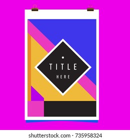 Trendy geometric elements memphis poster design. Retro style texture, pattern and elements. Modern abstract cover design template
