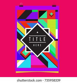 Trendy geometric elements memphis poster design. Retro style texture, pattern and elements. Modern abstract cover design template