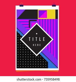 Trendy geometric elements memphis poster design. Retro style texture, pattern and elements. Modern abstract cover design template