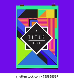 Trendy geometric elements memphis poster design. Retro style texture, pattern and elements. Modern abstract cover design template