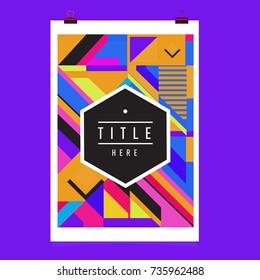 Trendy geometric elements memphis poster design. Retro style texture, pattern and elements. Modern abstract cover design template