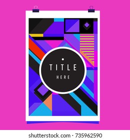 Trendy geometric elements memphis poster design. Retro style texture, pattern and elements. Modern abstract cover design template