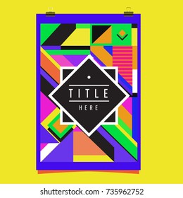 Trendy geometric elements memphis poster design. Retro style texture, pattern and elements. Modern abstract cover design template