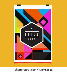 Trendy geometric elements memphis poster design. Retro style texture, pattern and elements. Modern abstract cover design template