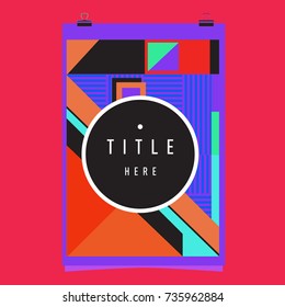 Trendy geometric elements memphis poster design. Retro style texture, pattern and elements. Modern abstract cover design template