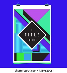 Trendy geometric elements memphis poster design. Retro style texture, pattern and elements. Modern abstract cover design template