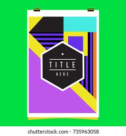 Trendy geometric elements memphis poster design. Retro style texture, pattern and elements. Modern abstract cover design template