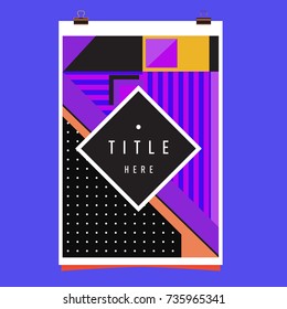 Trendy geometric elements memphis poster design. Retro style texture, pattern and elements. Modern abstract cover design template