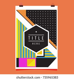 Trendy geometric elements memphis poster design. Retro style texture, pattern and elements. Modern abstract cover design template
