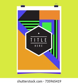 Trendy geometric elements memphis poster design. Retro style texture, pattern and elements. Modern abstract cover design template