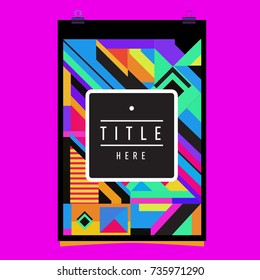 Trendy geometric elements memphis poster design. Retro style texture, pattern and elements. Modern abstract cover design template