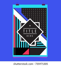 Trendy geometric elements memphis poster design. Retro style texture, pattern and elements. Modern abstract cover design template