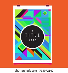 Trendy geometric elements memphis poster design. Retro style texture, pattern and elements. Modern abstract cover design template